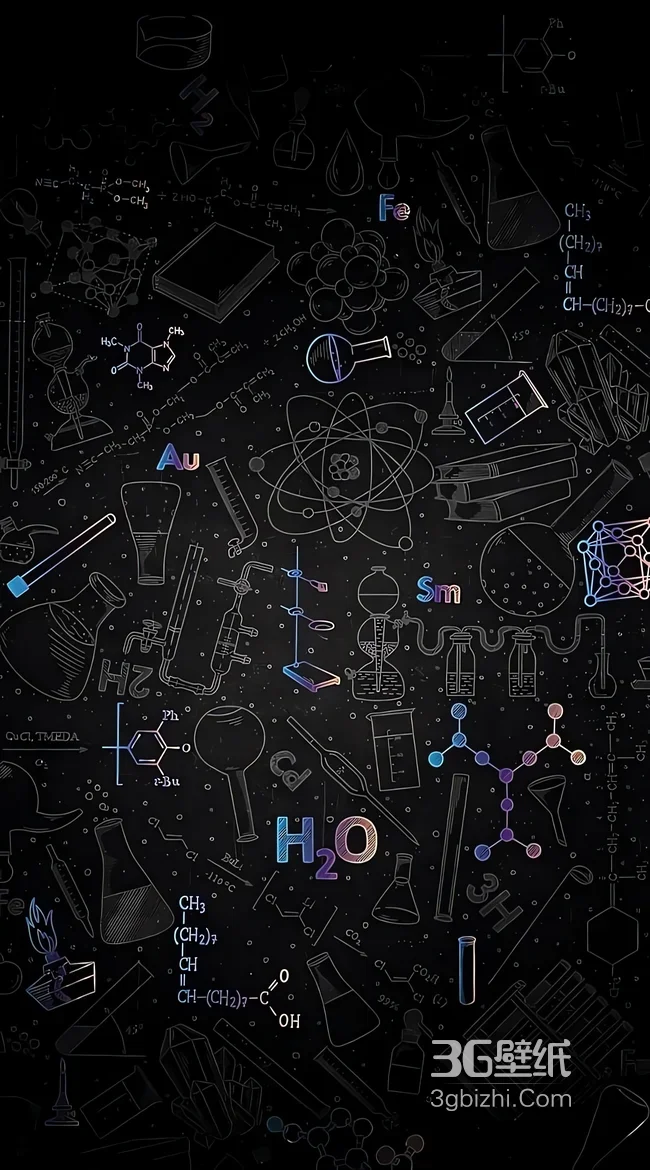 科学实验室化学元素分子结构手绘插画1