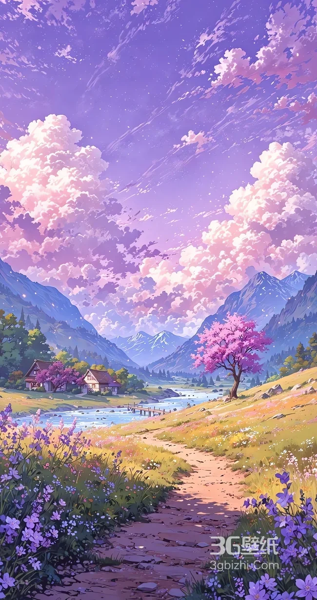 春日山谷粉樱河畔小屋晨景1