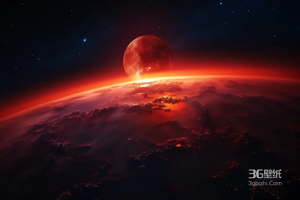 红色星球火星表面星空景观1