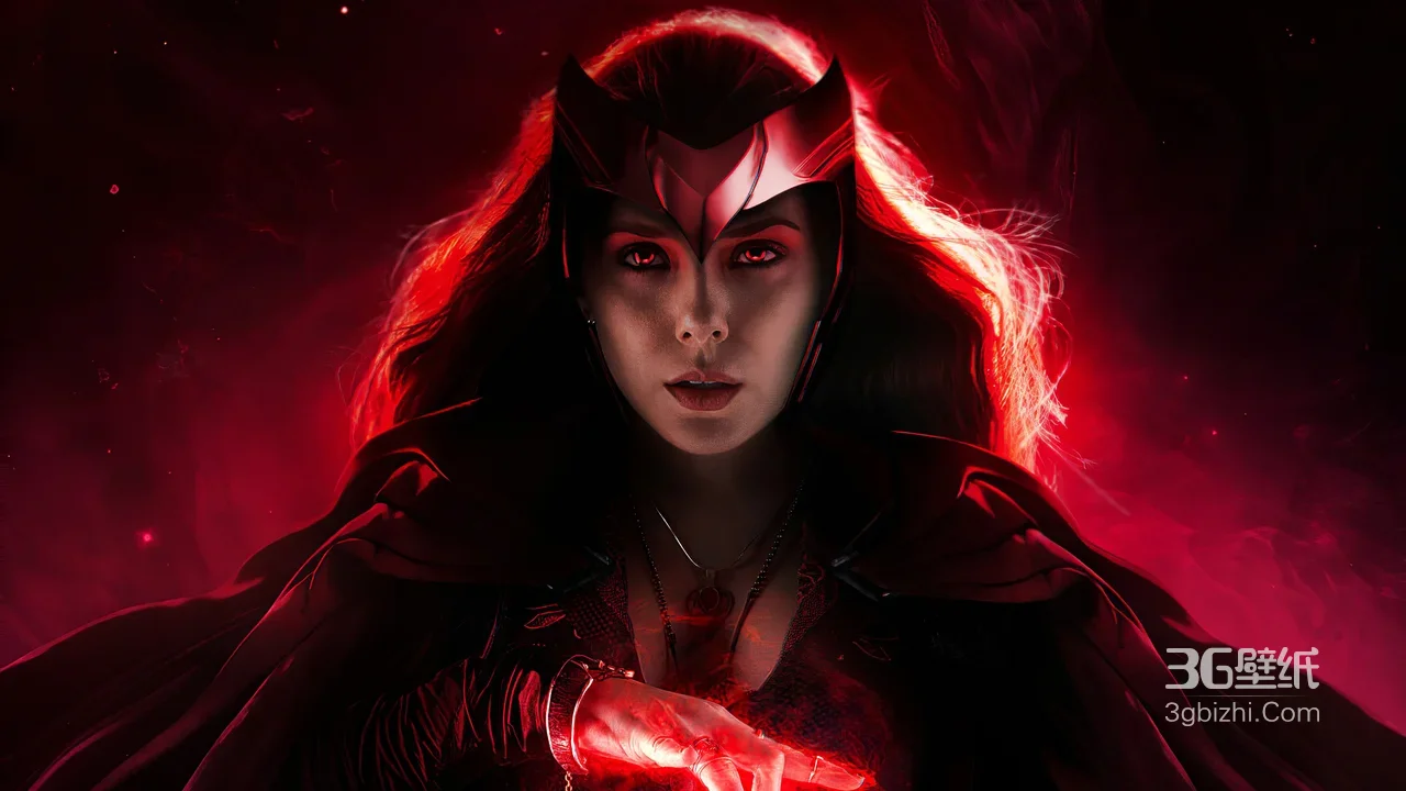 漫威绯红女巫红色魔法高清艺术图1