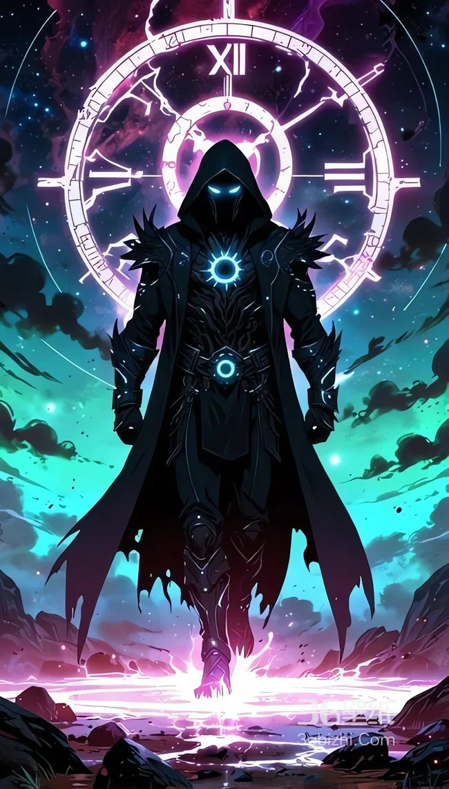 神秘黑袍人立于星空魔法阵1