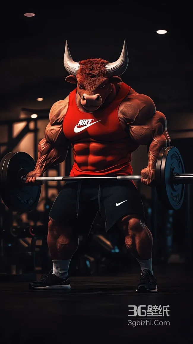 健身房举铁牛形肌肉人 Nike运动装1