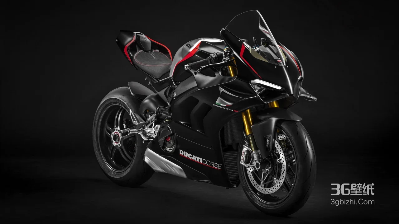 杜卡迪Panigale V4黑色运动摩托高清特写1