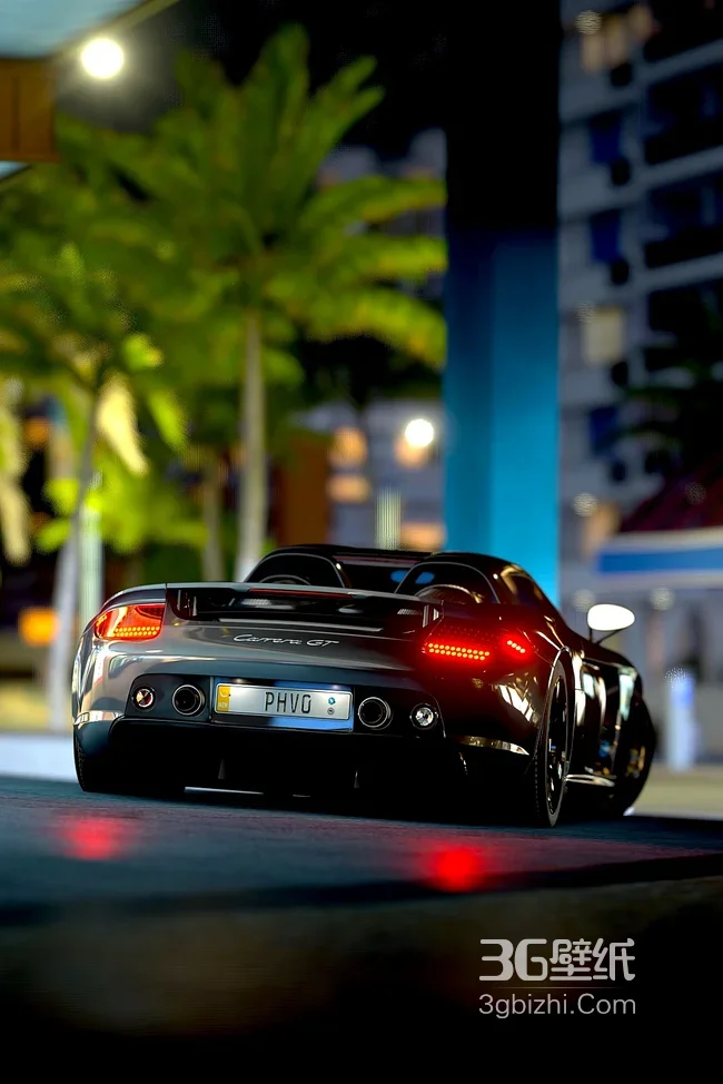 保时捷Boxster夜间城市街道跑车图1