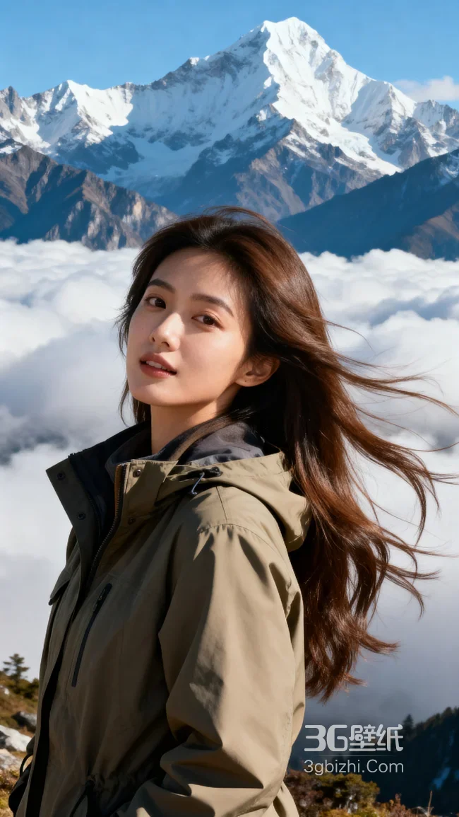 雪山云海间 女子户外自然写真1