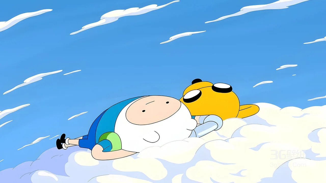 探险时光 Finn Jake 躺云朵蓝天画面1