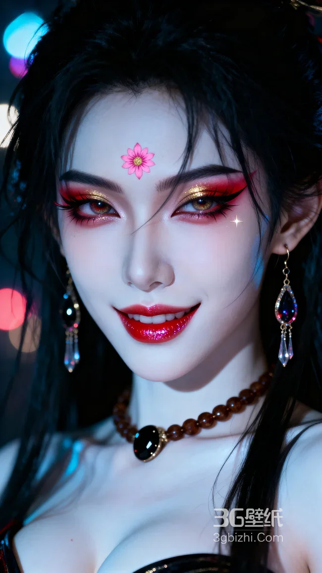 夜宴古风美人朱砂花钿眼妆写真1