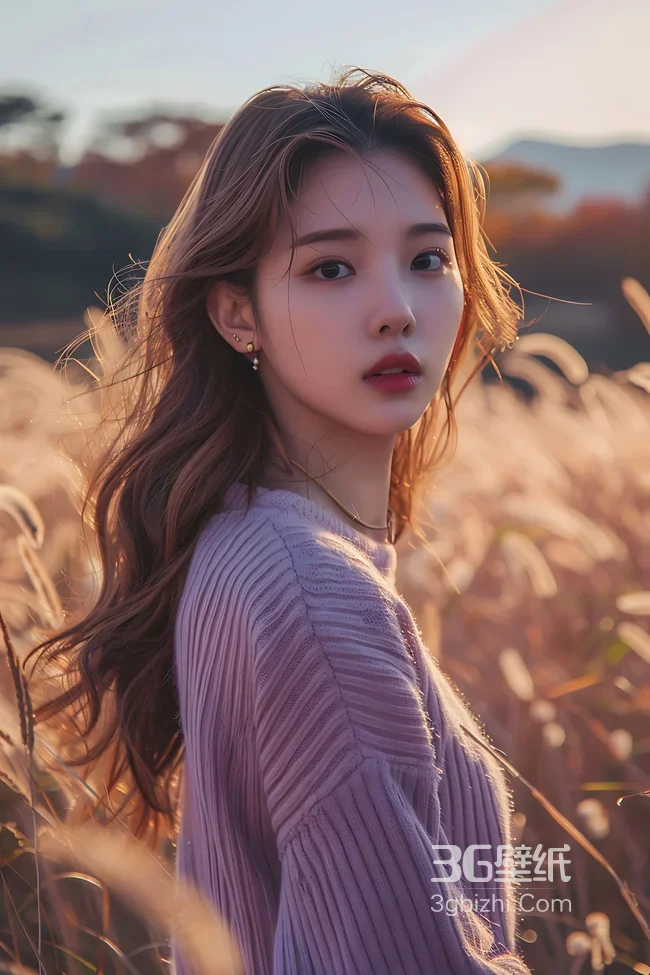 秋野金发女子逆光写真1