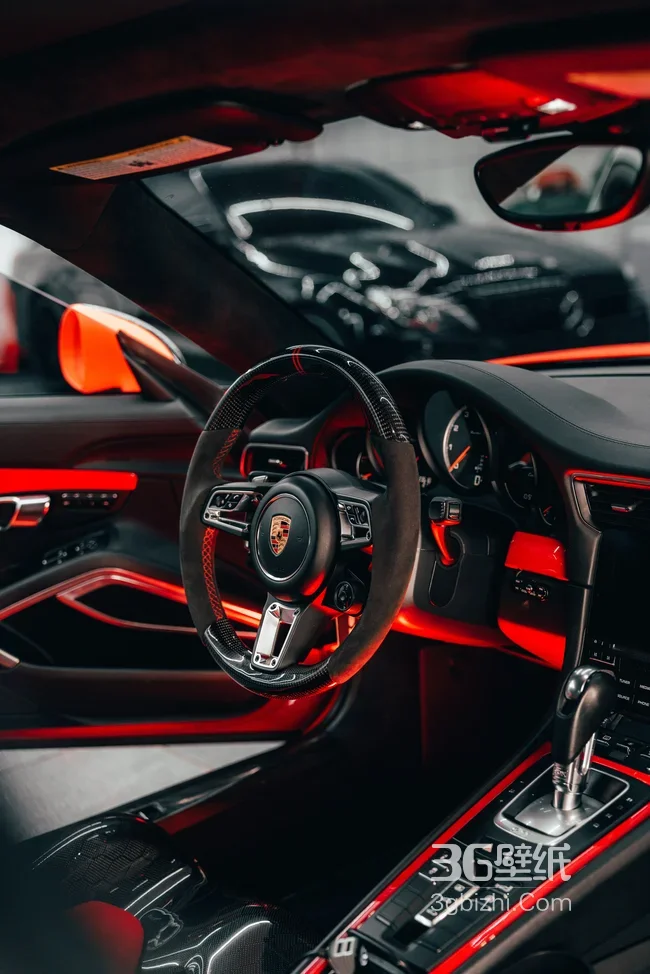 跑车驾驶舱红色氛围灯内饰高清特写1