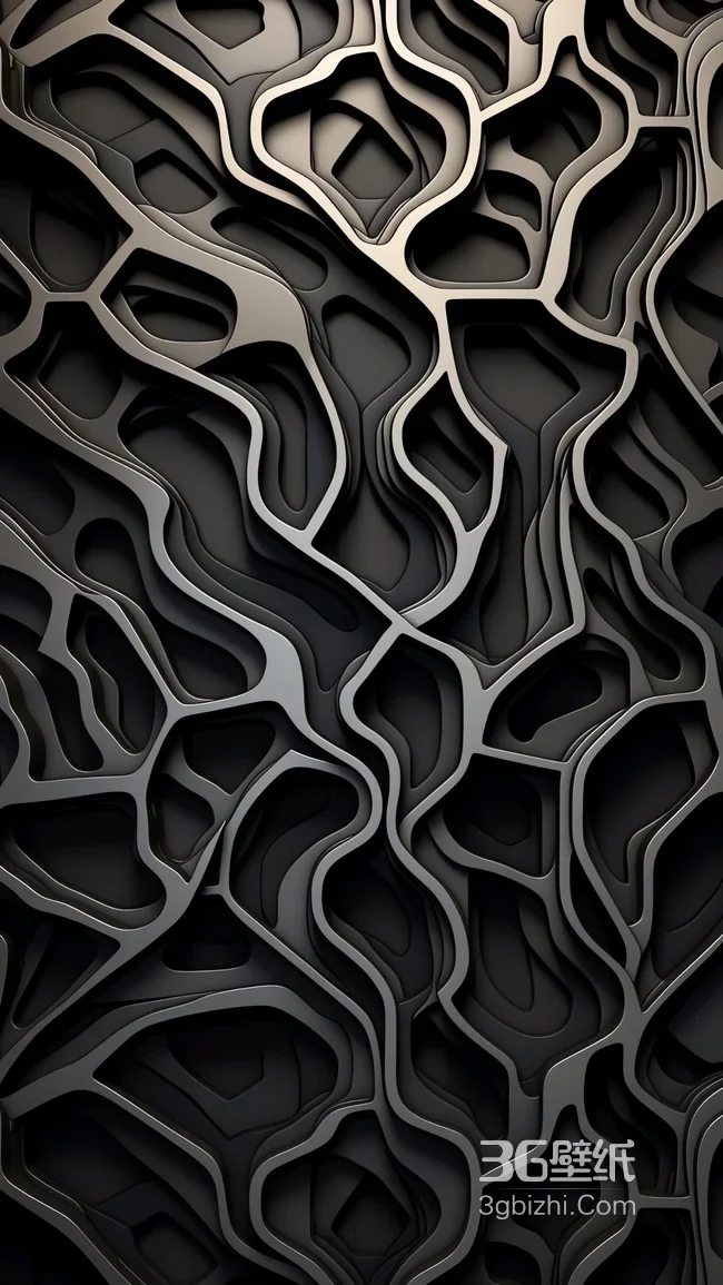 3D抽象几何黑色立体纹理艺术背景1