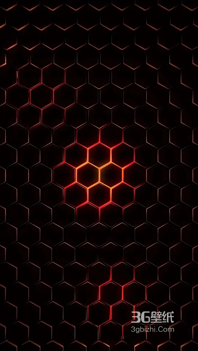 抽象科技风红色六边形网格黑色背景设计图1