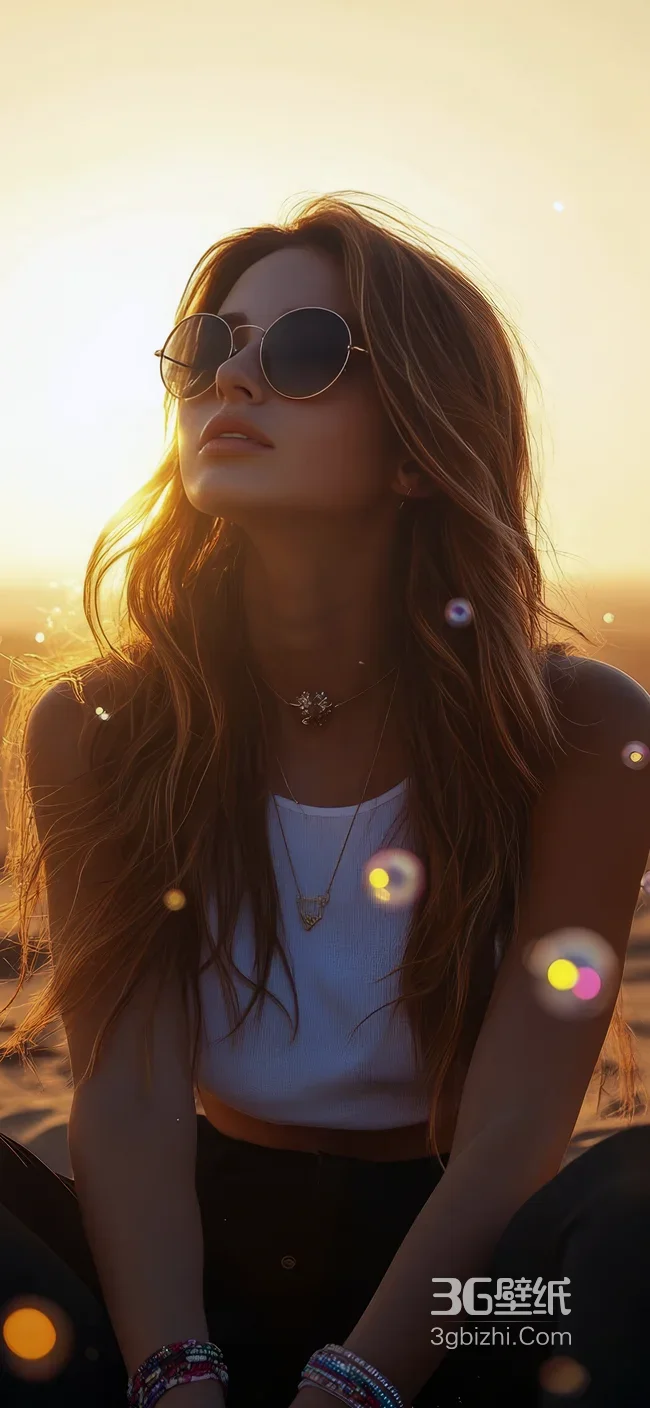 沙漠夕阳泡泡女孩 逆光温柔写真1