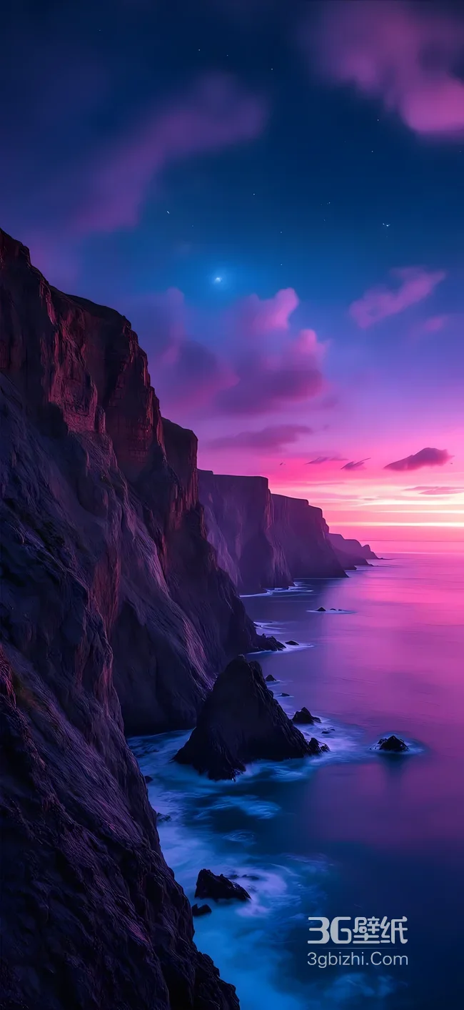 海岸悬崖晚霞星空海景自然景观1