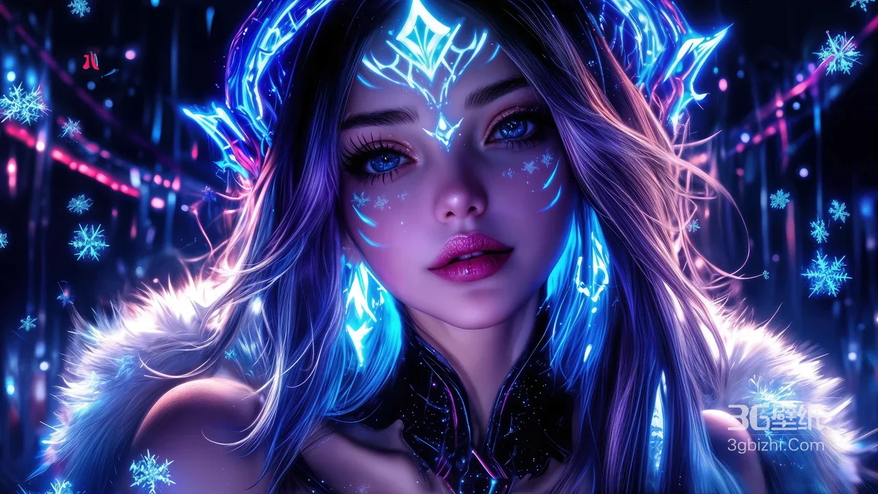 冰雪精灵女王 蓝色发光冠 冬季奇幻场景1