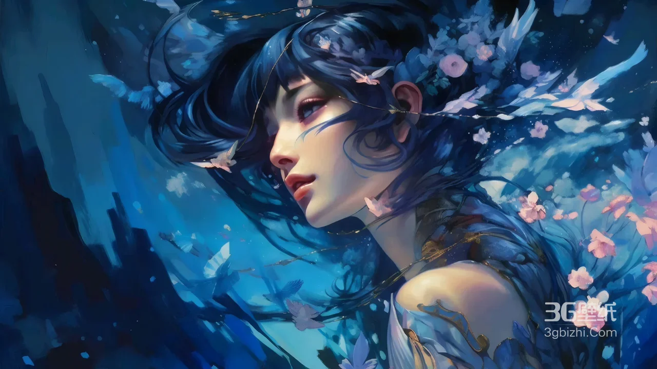 奇幻蓝调少女与花瓣幻境1