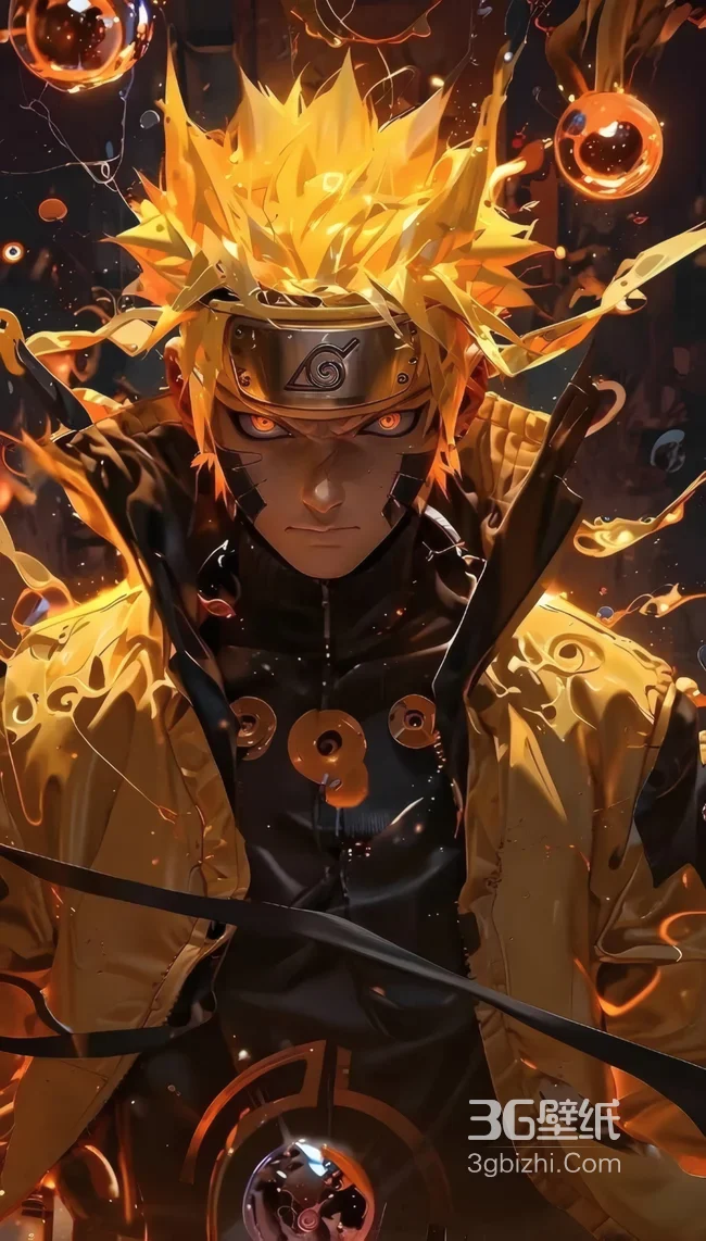 火影忍者漩涡鸣人九尾模式高清插画 -AIGC1