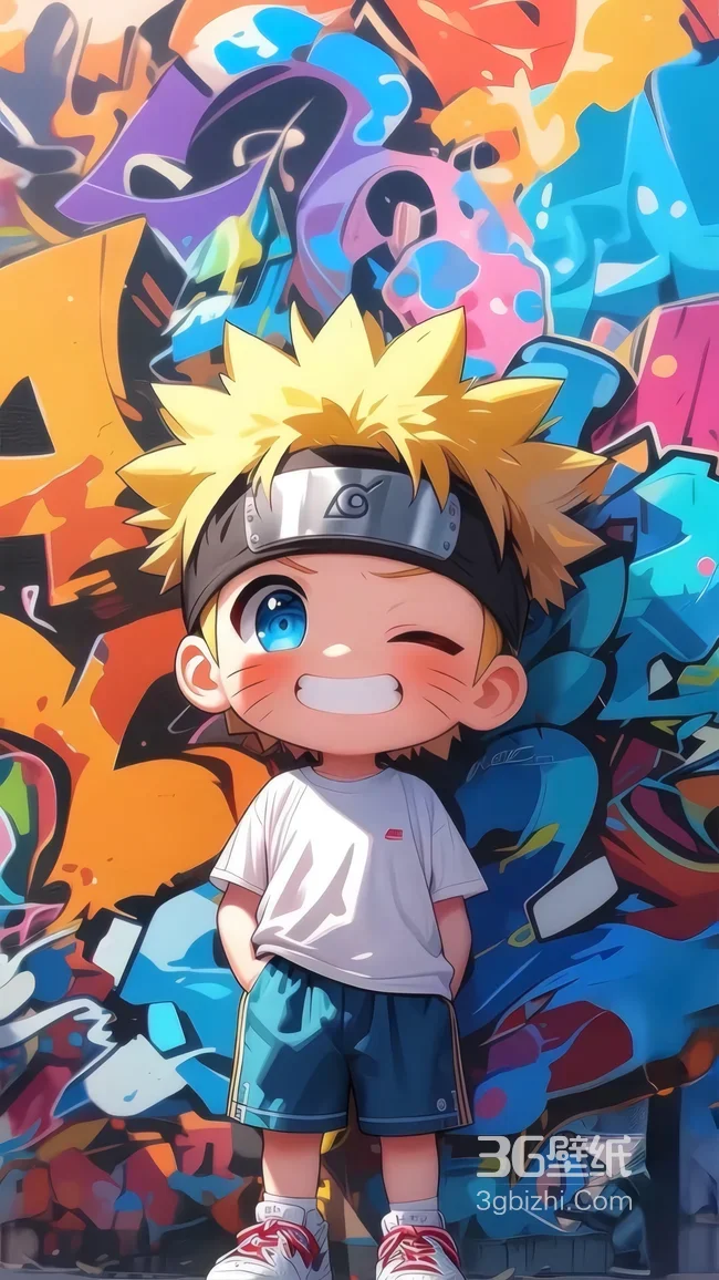 Q版幼年鸣人 火影忍者涂鸦墙插画-疑似AIGC修改1