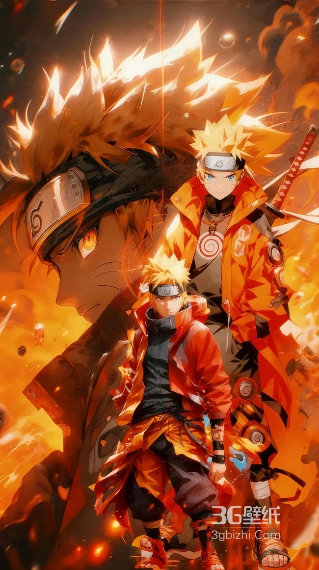 火影忍者鸣人火焰主题热血动漫插画-AIGC1