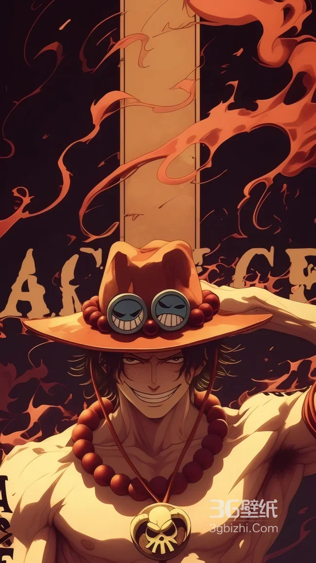 海贼王艾斯火焰环绕红珠项链骷髅吊坠动漫男性角色1