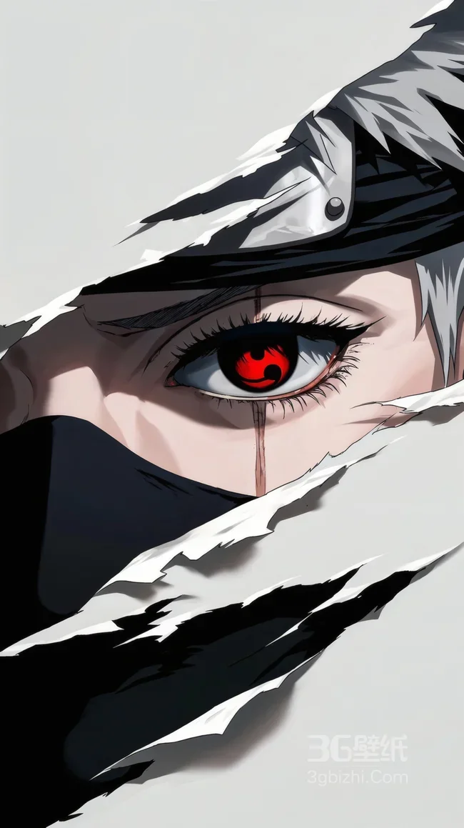 火影忍者旗木卡卡西写轮眼特写暗黑动漫插画1