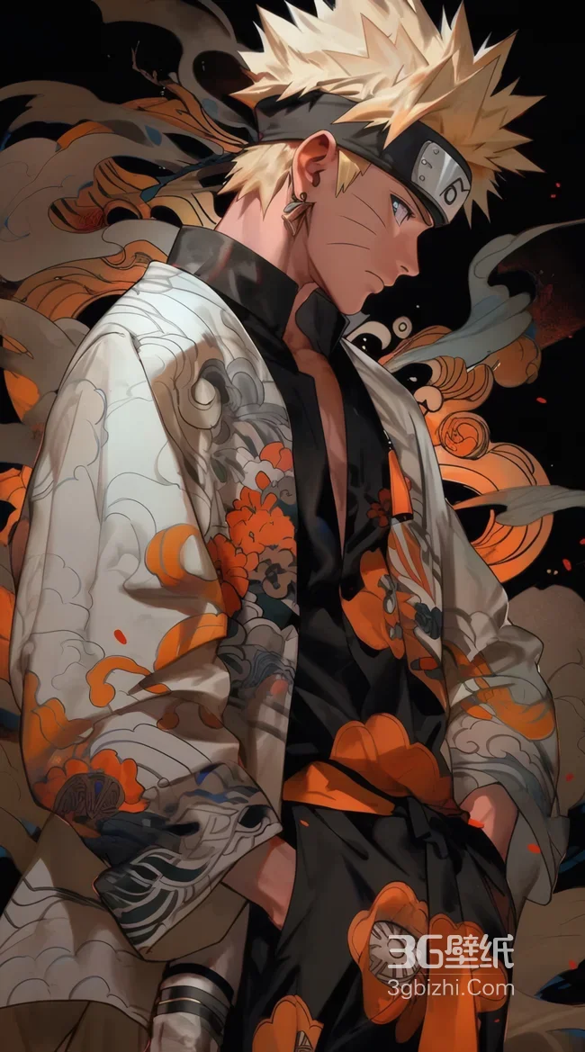 火影忍者漩涡鸣人和风服饰插画1