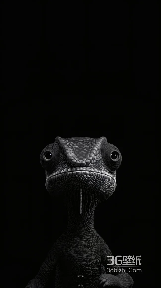 黑底萌态3D蜥蜴 拟人圆眼卡通形象1