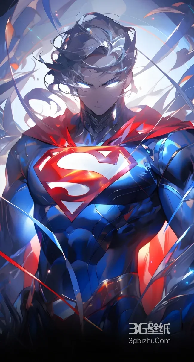 DC超人动漫插画 肌肉战衣发光标志高清壁纸1