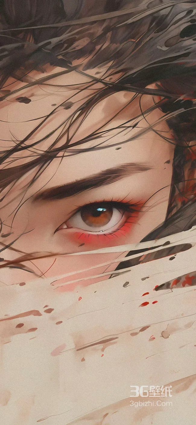 古风女子眼眸特写 水墨风艺术人像-疑似AIGC创作1