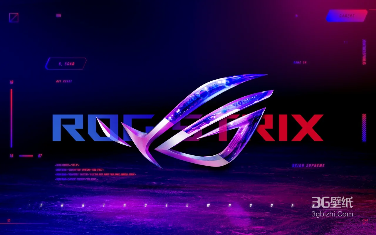 华硕ROG Strix电竞标志霓虹风格游戏壁纸1