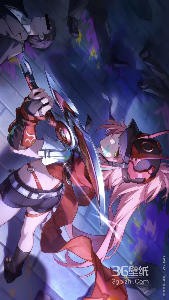 动漫粉色长发女性战士战斗场景飒爽壁纸1