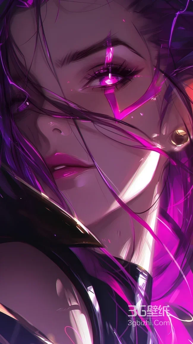 紫发异瞳女性角色紫色光影华丽造型1