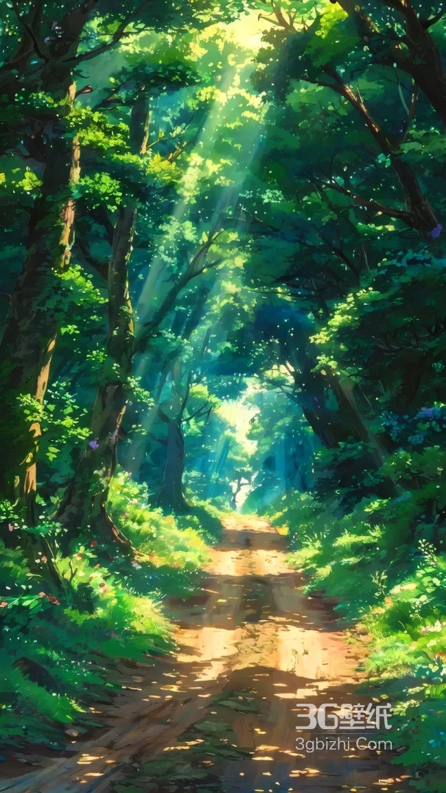 日系光影森林小路治愈系风景-疑似AIGC创作1