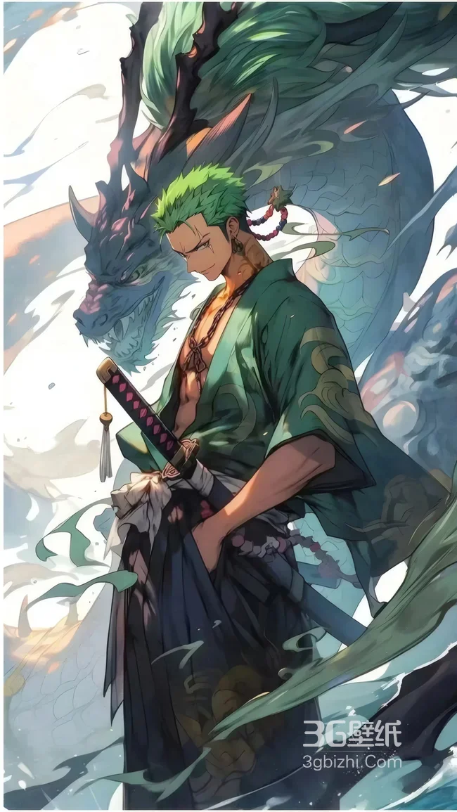 海贼王 罗罗诺亚·索隆 和风龙纹插画1