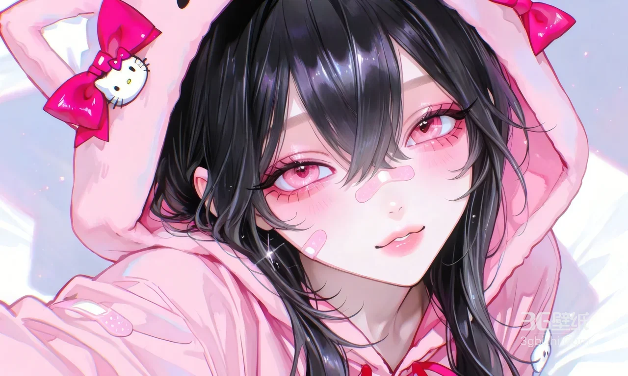 粉色连帽衫女孩 甜美可爱 高清桌面4K1