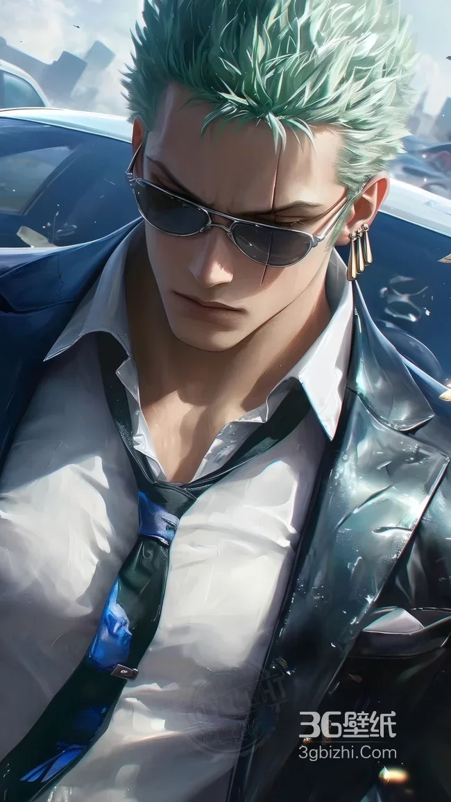 海贼王索隆现代都市风墨镜西装高清动漫1