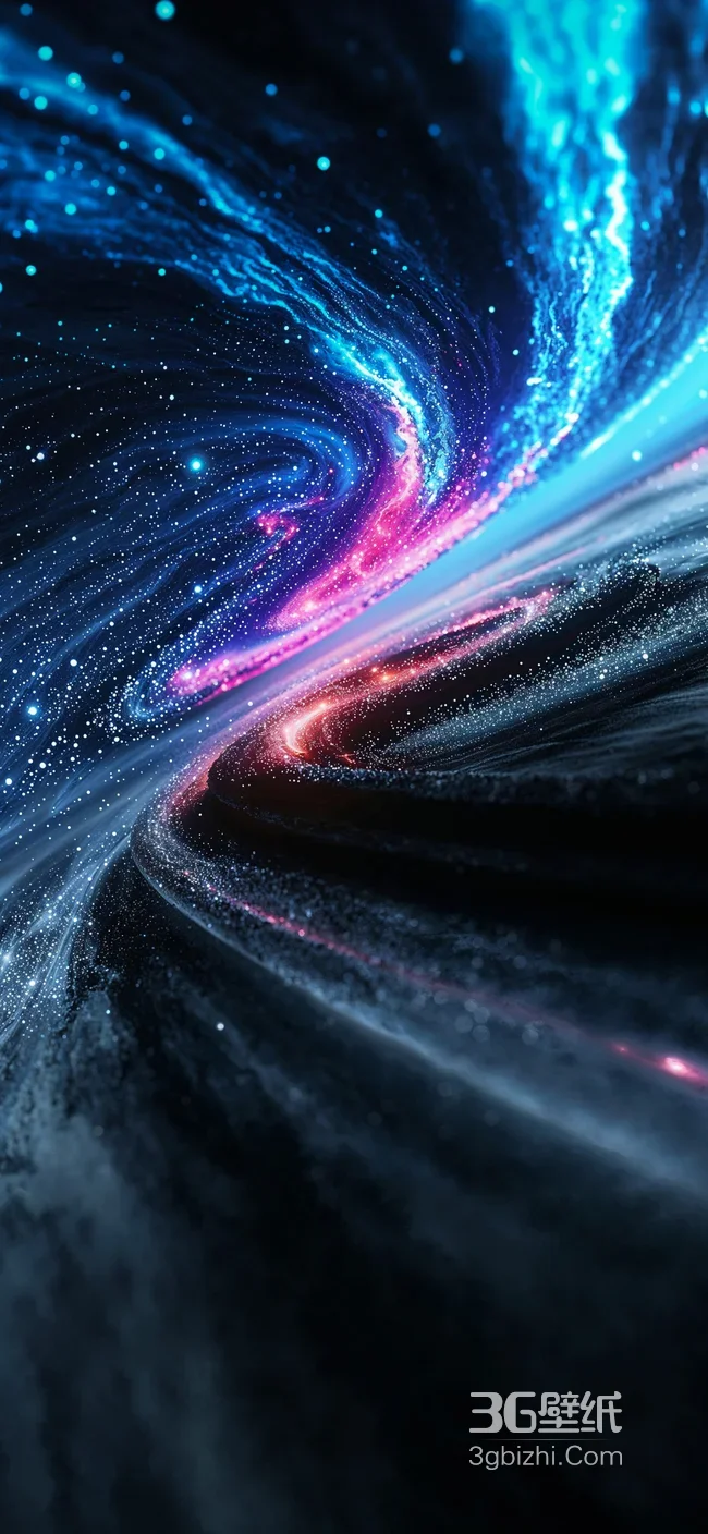 绘制宇宙漩涡星云壁纸 蓝粉流光科幻深空壁纸1