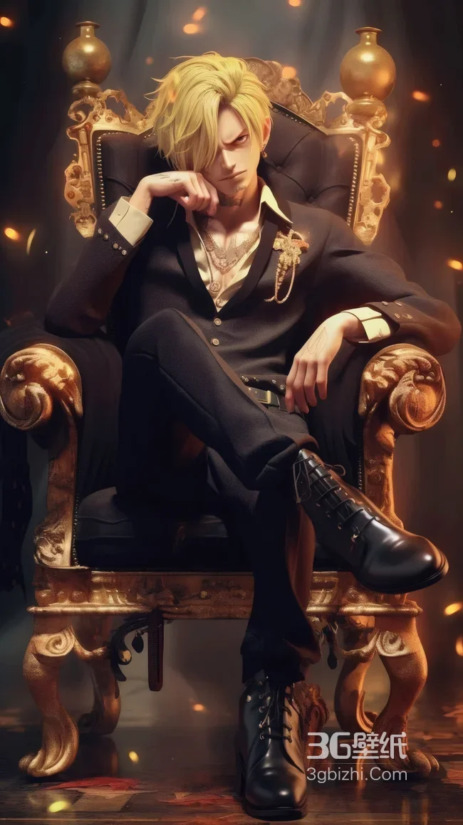 海贼王山治西装贵族坐姿 AI华丽椅壁纸1