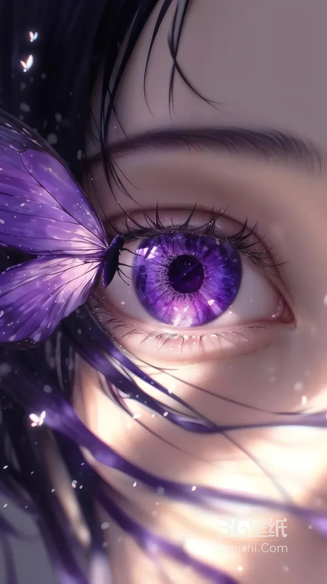 二次元紫眸蝴蝶少女壁纸 梦幻唯美风1