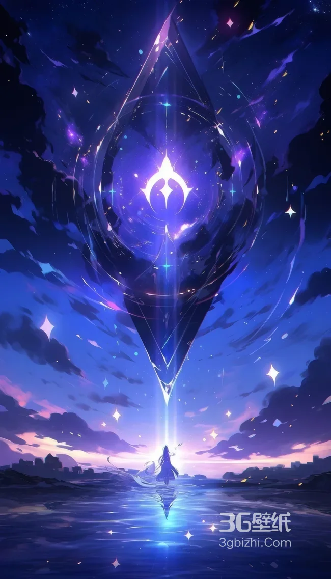 奇幻星空菱形法阵背影 二次元梦幻夜景壁纸1