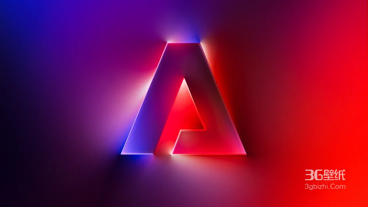 Adobe升级LOGO立体字母A霓虹光效桌面背景1