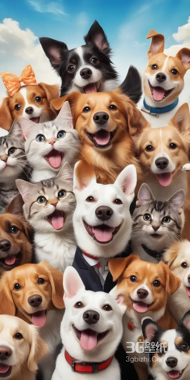 AI生成萌宠大集合 可爱猫狗欢乐合影壁纸1