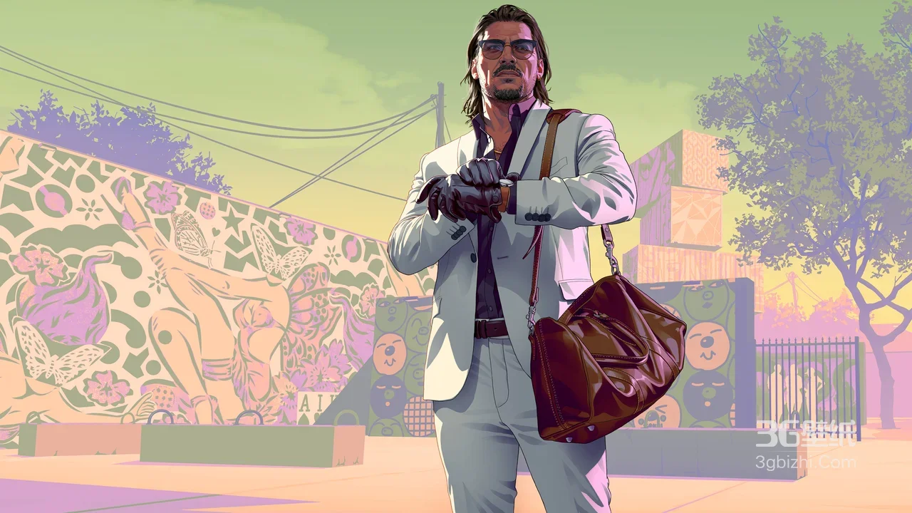 GTA侠盗猎车手白色西装角色 街头涂鸦游戏壁纸1