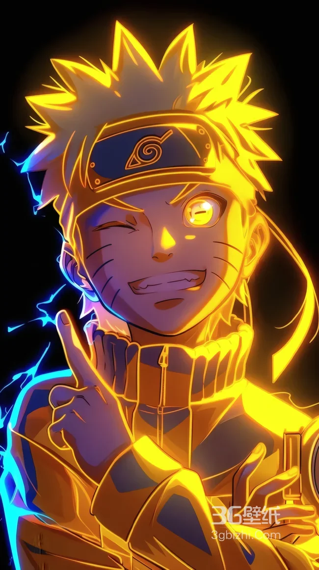 火影忍者漩涡鸣人炫光壁纸 金色电光鸣人壁纸1
