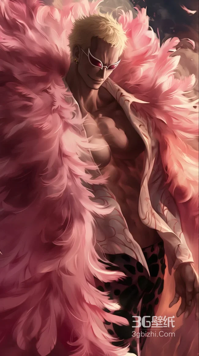 海贼王明哥粉色羽毛披风壁纸 热血漫角色壁纸1