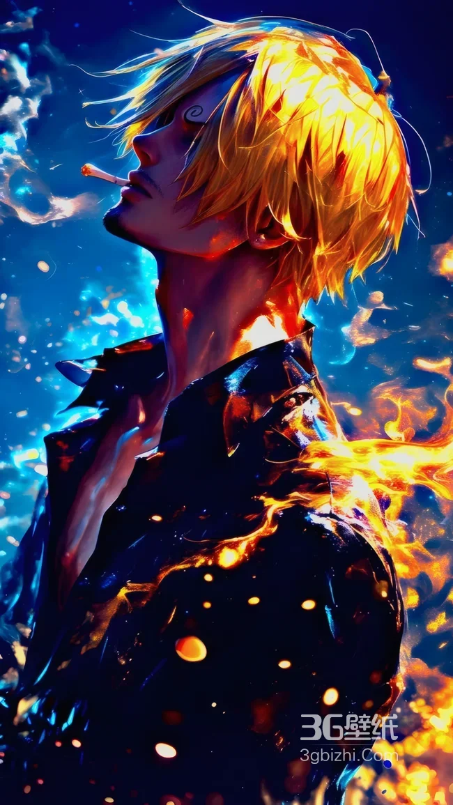海贼王山治火焰特效AI壁纸 热血动漫角色壁纸1