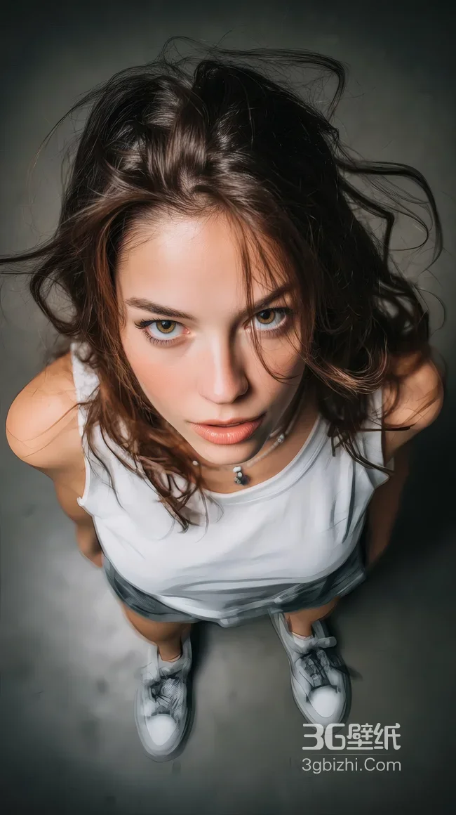 欧美风卷发女生俯拍穿搭壁纸 清新活力AI壁纸1