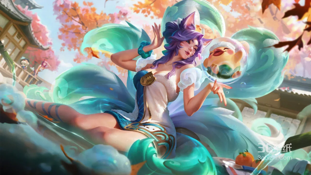 英雄联盟:幻灵狐阿狸的秋日嬉戏超清4K壁纸1
