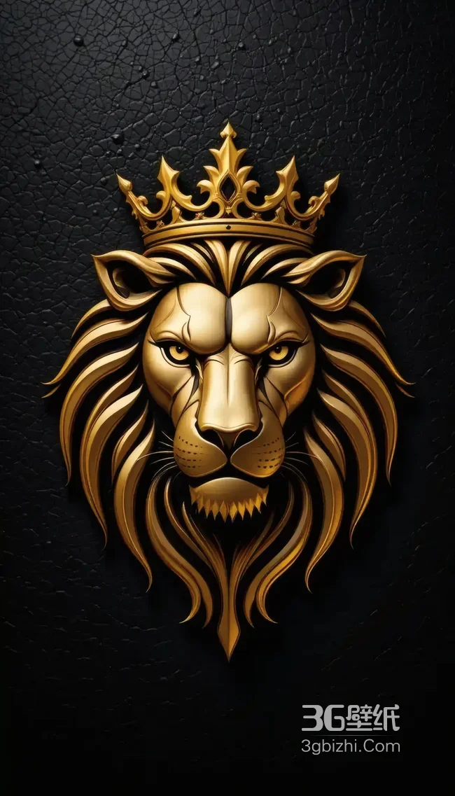 金色皇冠雄狮头像 奢华黑金霸气壁纸1