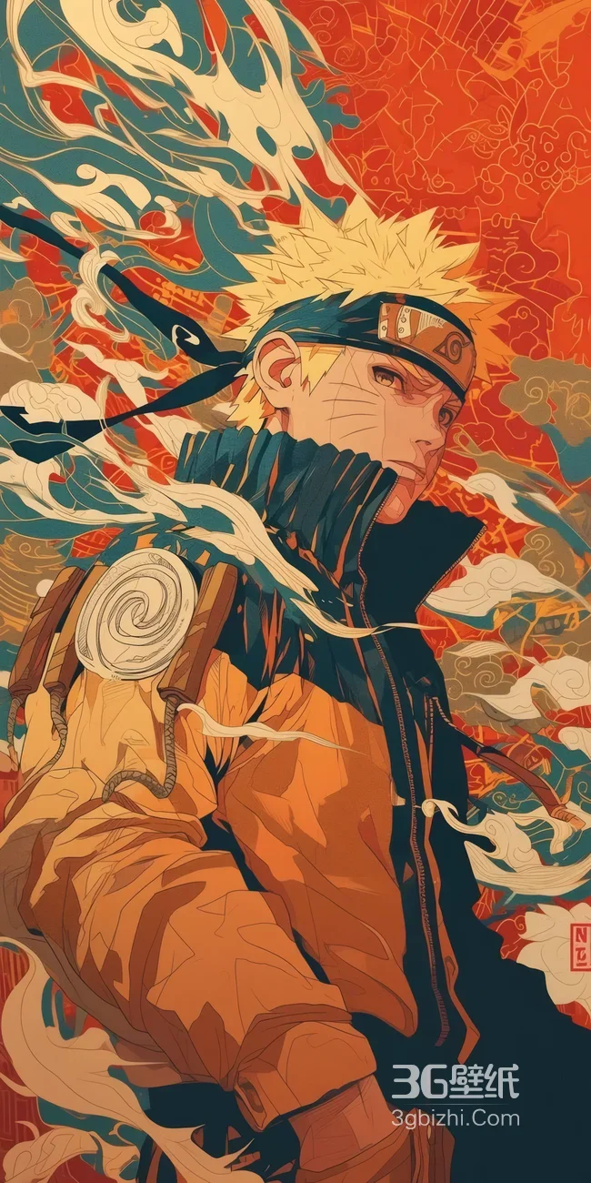 火影忍者漩涡鸣人国潮风壁纸 热血动漫角色壁纸1