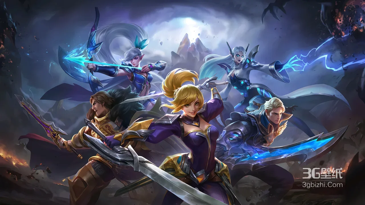 游戏《Mobile Legends: Bang Bang》（无尽对决）团战魔幻战斗场景壁纸 竞技游戏角色1